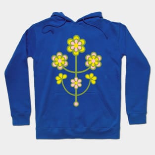 DAISY CHAIN Folk Art Mid-Century Modern Scandi Floral With Flower Blossoms on Yellow Gold - UnBlink Studio by Jackie Tahara Hoodie